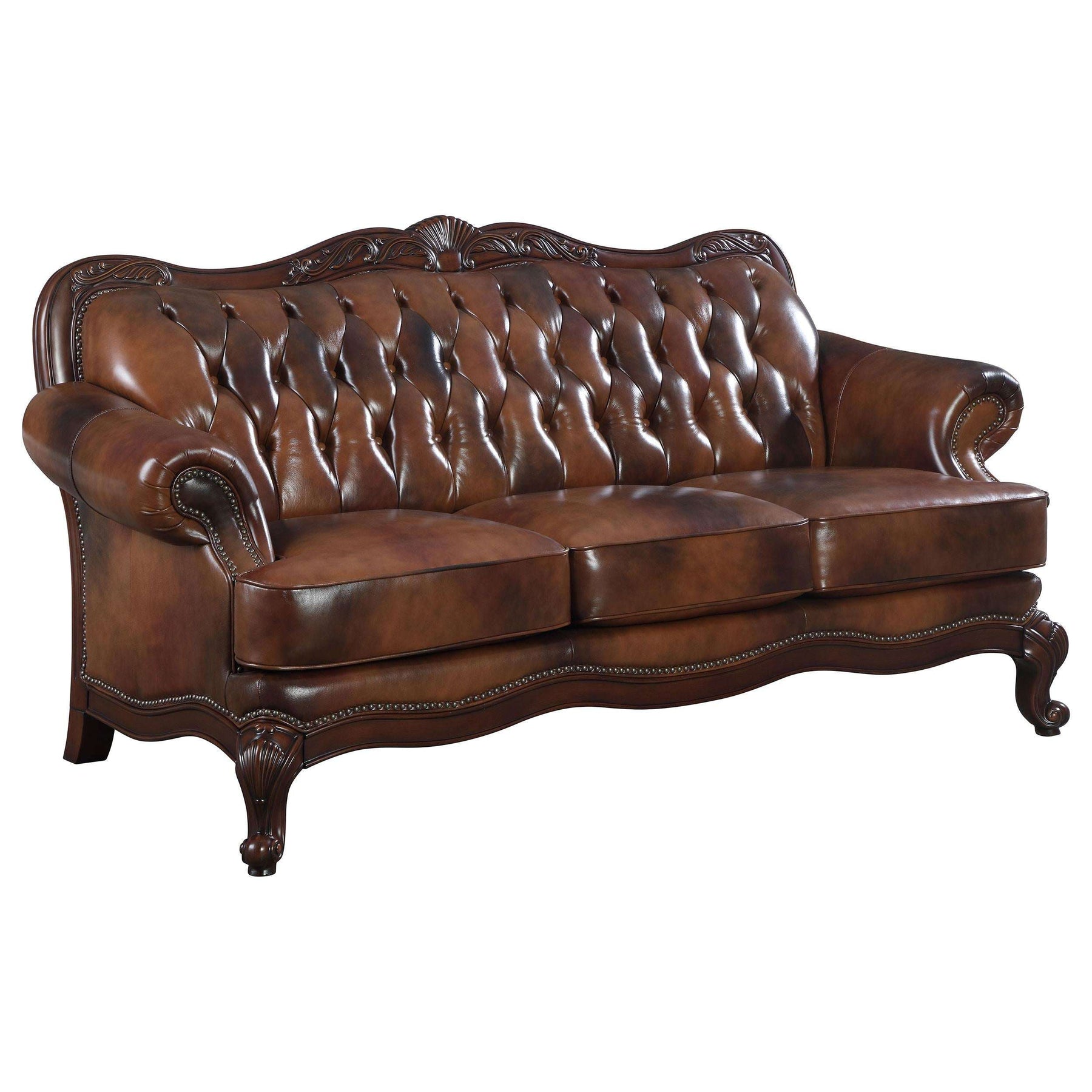 Victoria Rolled Arm Sofa Tri-tone and Brown Half Price Furniture