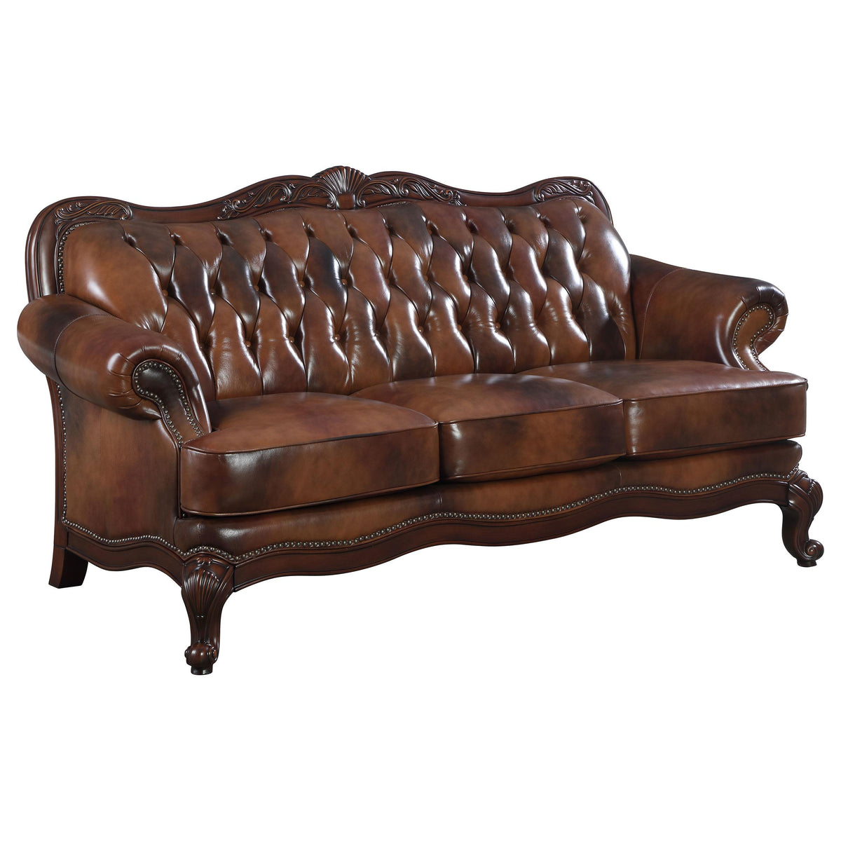 Victoria Rolled Arm Sofa Tri-tone and Brown  Half Price Furniture