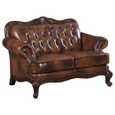 Victoria Tufted Back Loveseat Tri-tone and Brown  Half Price Furniture