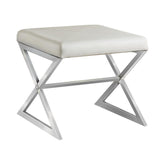 Rita X-cross Square Ottoman White and Chrome Half Price Furniture