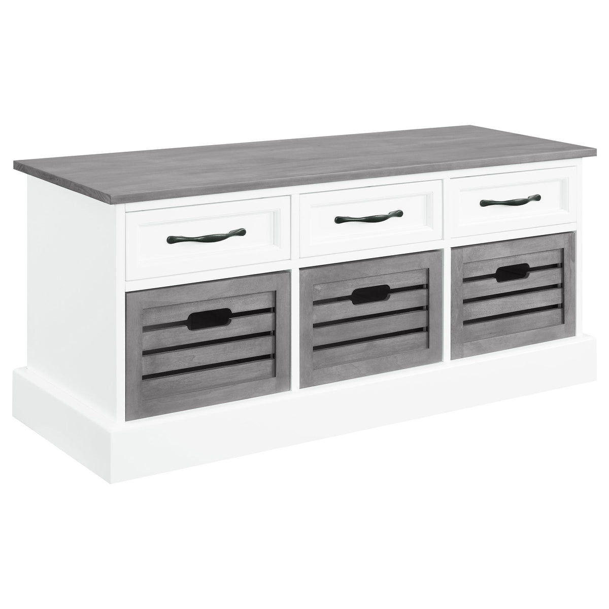 Alma 3-drawer Storage Bench White and Weathered Grey Alma 3-drawer Storage Bench White and Weathered Grey Half Price Furniture