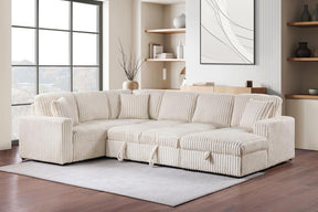 Devonshire Sleeper Sectional Sofa with Storage Chaise Camel