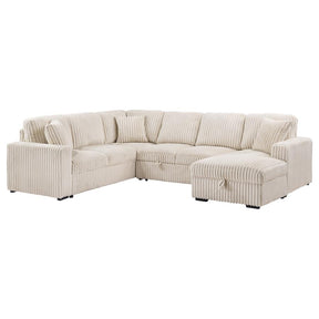 Devonshire Sleeper Sectional Sofa with Storage Chaise Camel