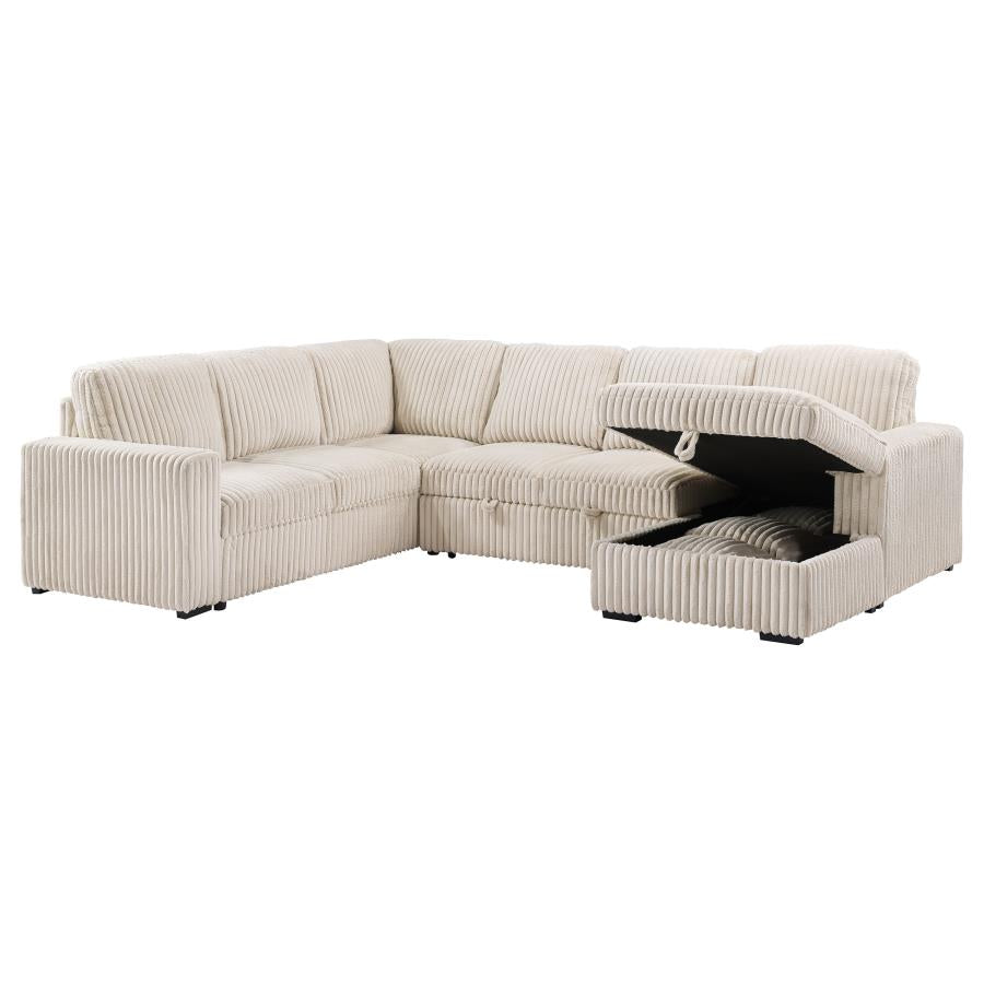 Devonshire Sleeper Sectional Sofa with Storage Chaise Camel