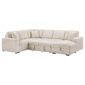 Devonshire Sleeper Sectional Sofa with Storage Chaise Camel