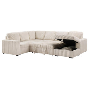 Devonshire Sleeper Sectional Sofa with Storage Chaise Camel