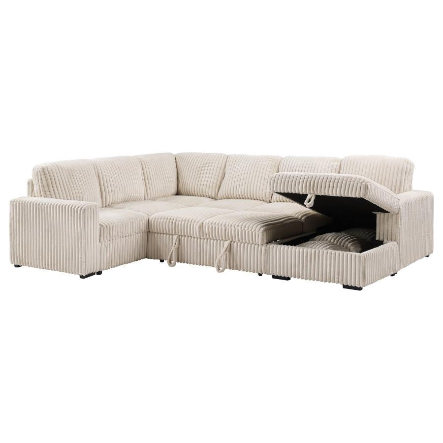Devonshire Sleeper Sectional Sofa with Storage Chaise Camel