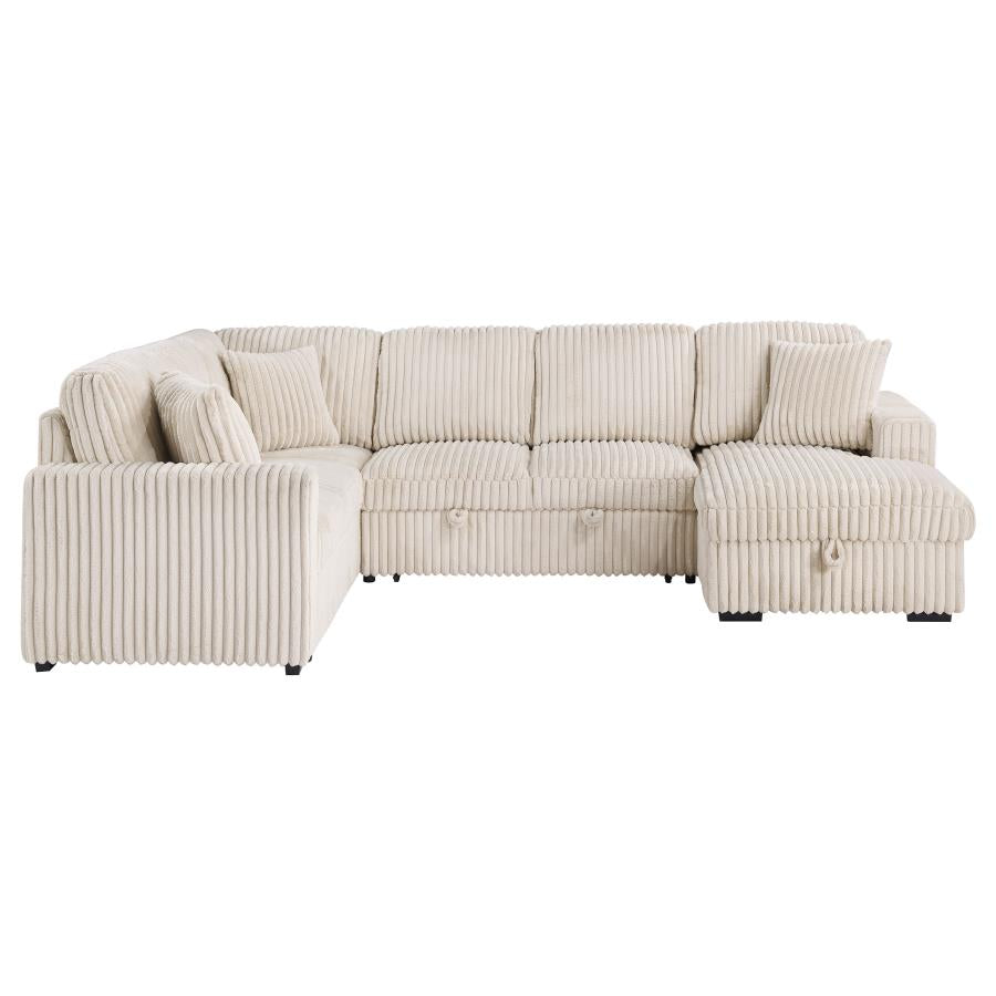 Devonshire Sleeper Sectional Sofa with Storage Chaise Camel