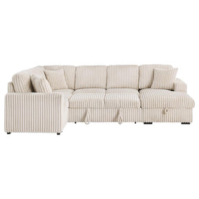 Devonshire Sleeper Sectional Sofa with Storage Chaise Camel