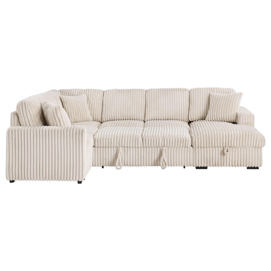 Devonshire Sleeper Sectional Sofa with Storage Chaise Camel