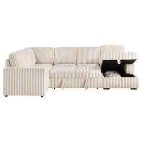 Devonshire Sleeper Sectional Sofa with Storage Chaise Camel