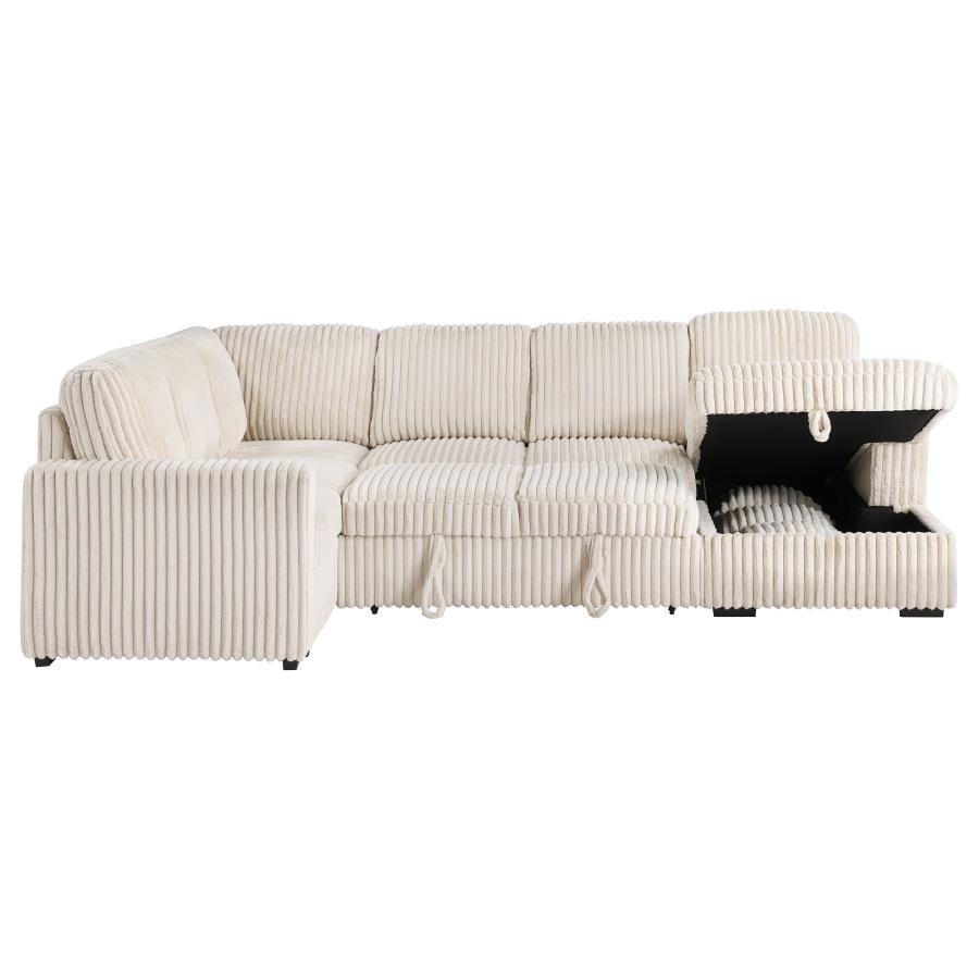 Devonshire Sleeper Sectional Sofa with Storage Chaise Camel