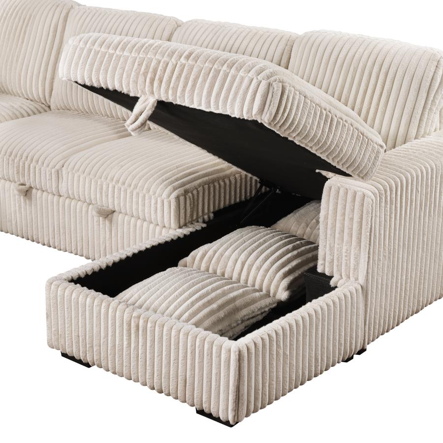 Devonshire Sleeper Sectional Sofa with Storage Chaise Camel