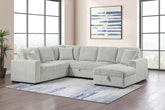 Devonshire Sleeper Sectional Sofa with Storage Chaise Grey