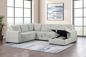 Devonshire Sleeper Sectional Sofa with Storage Chaise Grey