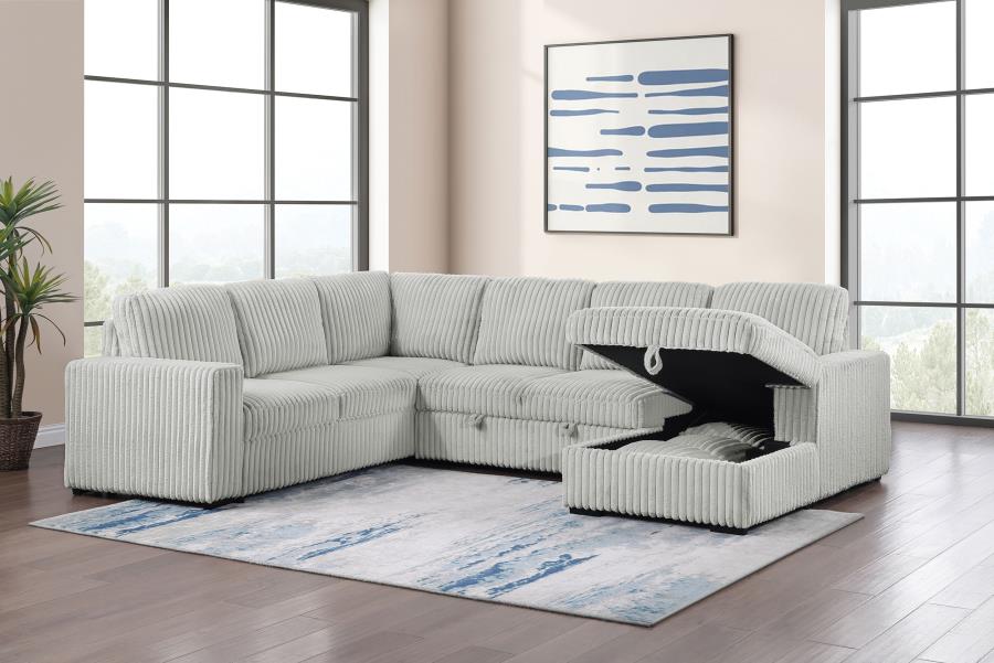 Devonshire Sleeper Sectional Sofa with Storage Chaise Grey