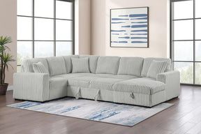 Devonshire Sleeper Sectional Sofa with Storage Chaise Grey