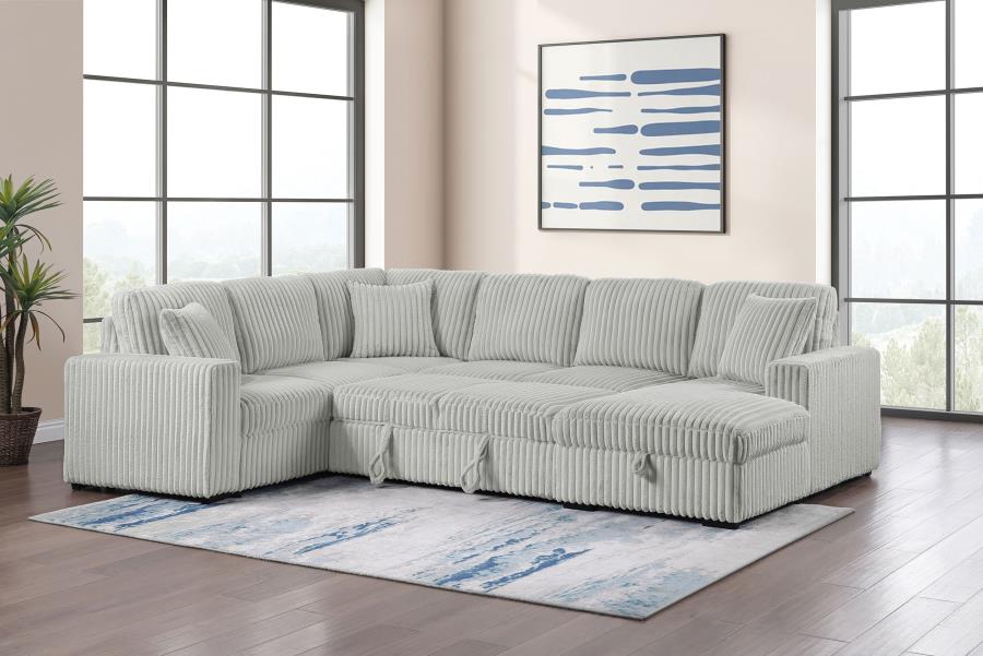 Devonshire Sleeper Sectional Sofa with Storage Chaise Grey