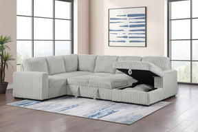 Devonshire Sleeper Sectional Sofa with Storage Chaise Grey
