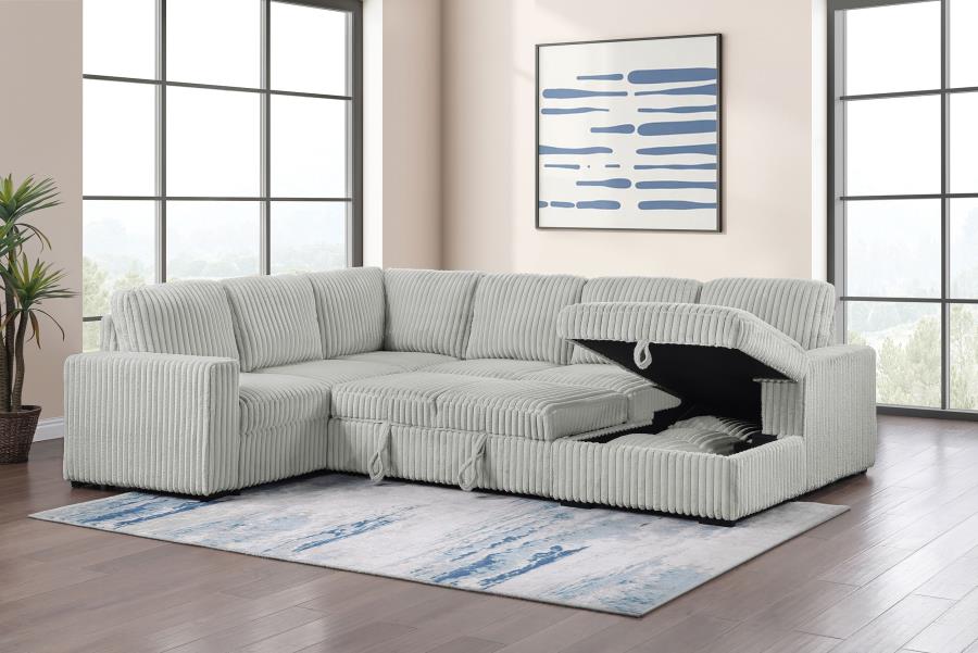 Devonshire Sleeper Sectional Sofa with Storage Chaise Grey