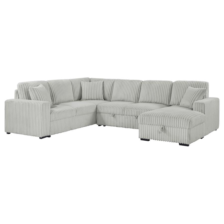 Devonshire Sleeper Sectional Sofa with Storage Chaise Grey