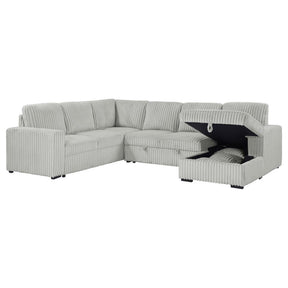 Devonshire Sleeper Sectional Sofa with Storage Chaise Grey