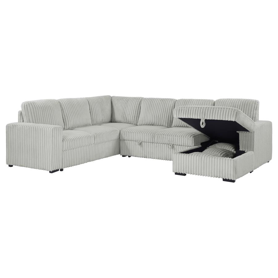 Devonshire Sleeper Sectional Sofa with Storage Chaise Grey