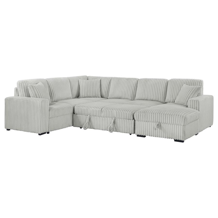 Devonshire Sleeper Sectional Sofa with Storage Chaise Grey
