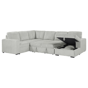 Devonshire Sleeper Sectional Sofa with Storage Chaise Grey
