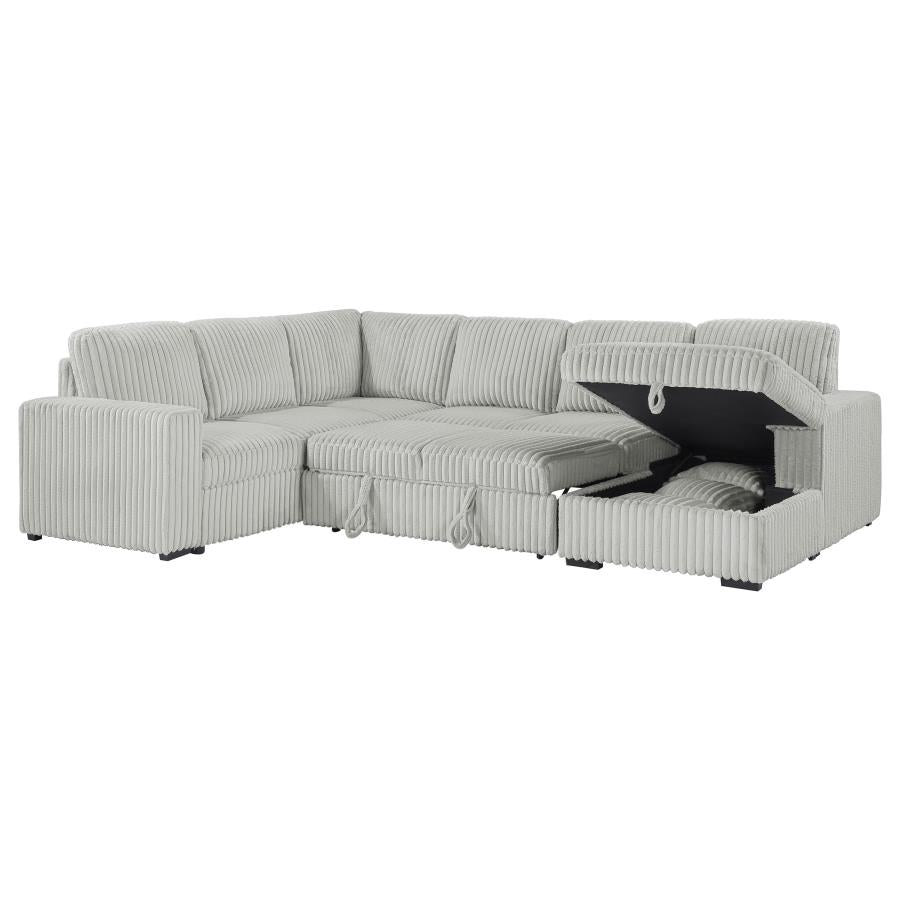 Devonshire Sleeper Sectional Sofa with Storage Chaise Grey