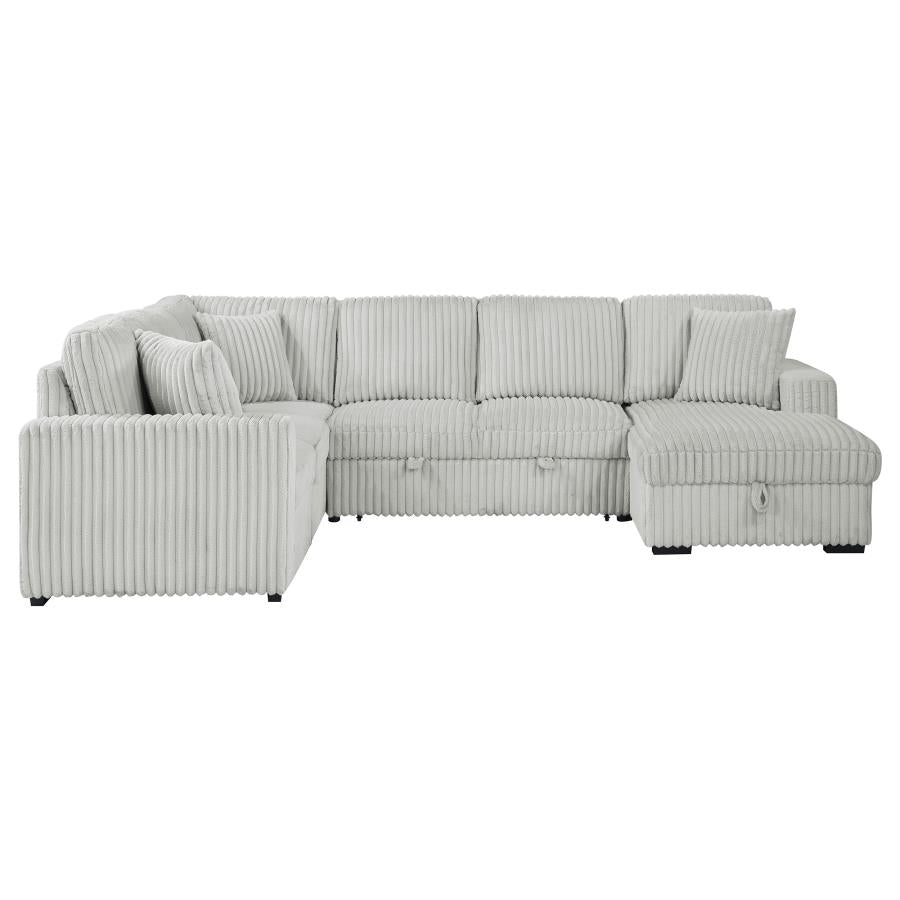 Devonshire Sleeper Sectional Sofa with Storage Chaise Grey