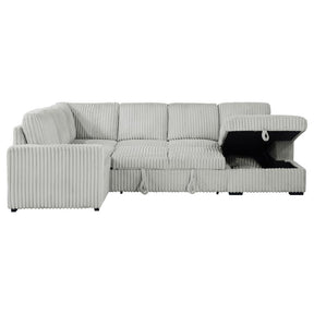 Devonshire Sleeper Sectional Sofa with Storage Chaise Grey