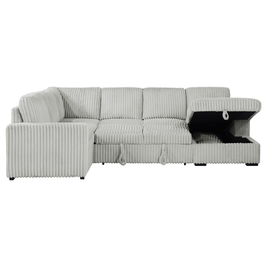 Devonshire Sleeper Sectional Sofa with Storage Chaise Grey