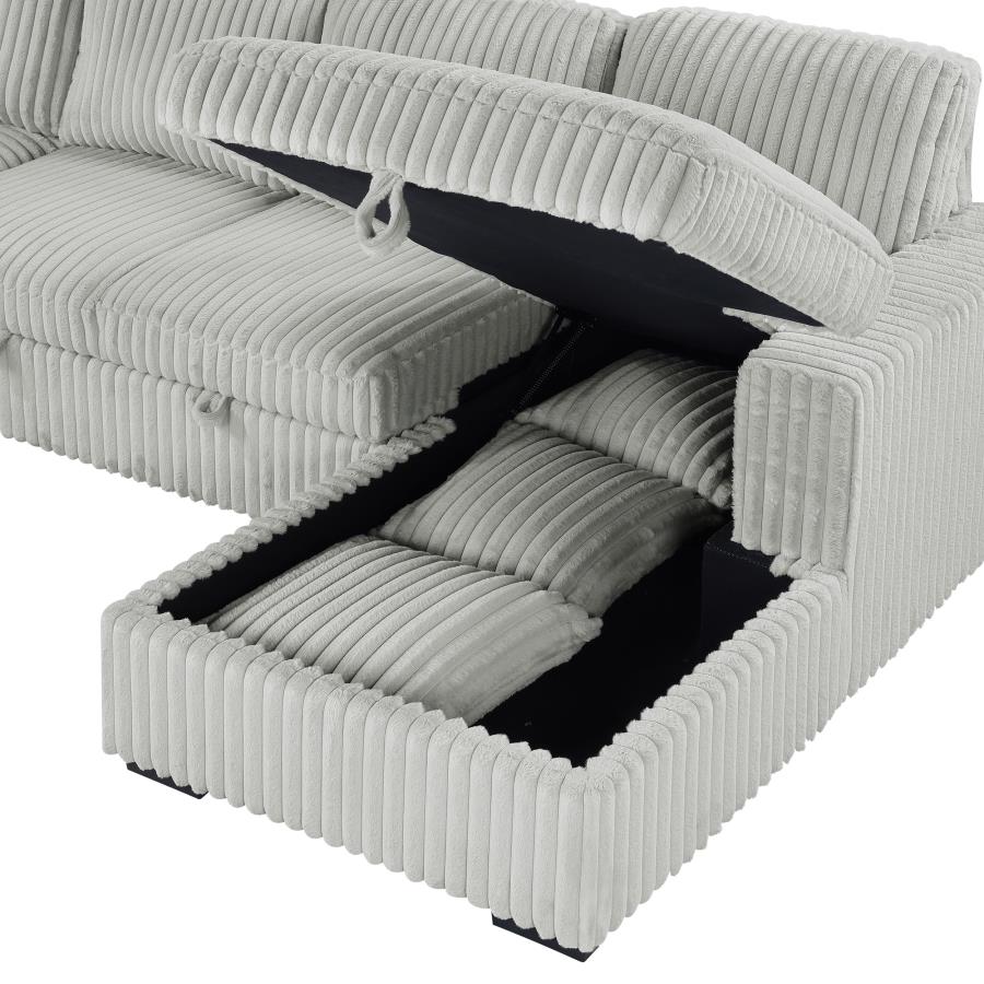 Devonshire Sleeper Sectional Sofa with Storage Chaise Grey