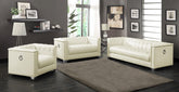 Chaviano 3-piece Upholstered Tufted Sofa Set Pearl White Half Price Furniture