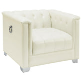 Chaviano Tufted Upholstered Chair Pearl White  Half Price Furniture