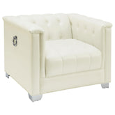 Chaviano Tufted Upholstered Chair Pearl White Half Price Furniture
