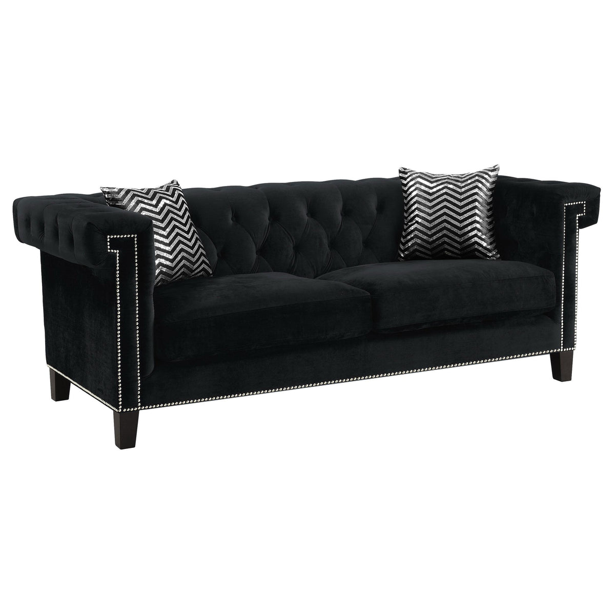 Reventlow Tufted Sofa Black  Half Price Furniture