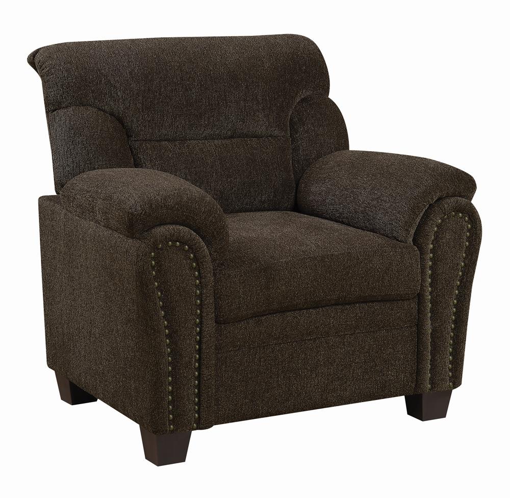 Clementine Upholstered Chair with Nailhead Trim Brown  Las Vegas Furniture Stores