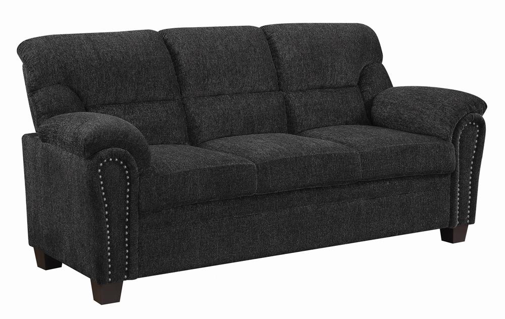Clementine Upholstered Sofa with Nailhead Trim Grey  Half Price Furniture