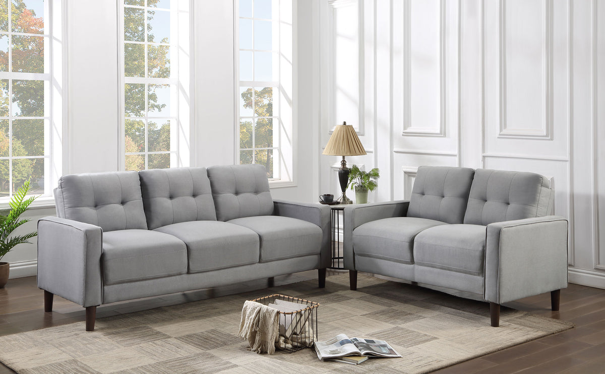 Bowen Upholstered Track Arms Tufted Sofa Set  Las Vegas Furniture Stores