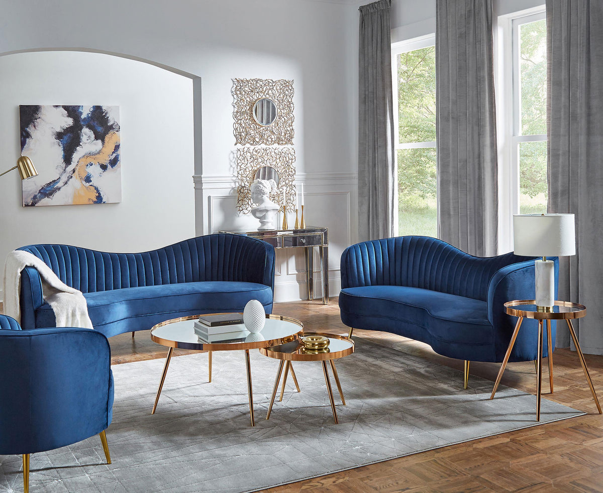 Sophia Camel Back Living Room Set Blue  Half Price Furniture