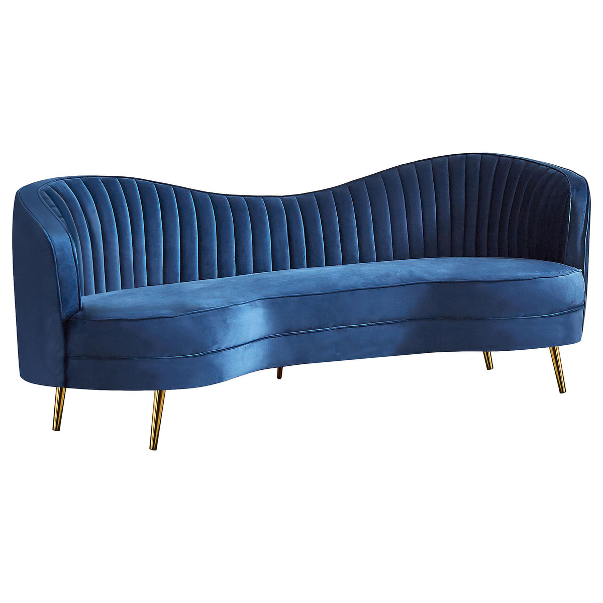 Sophia Upholstered Camel Back Sofa Blue  Half Price Furniture