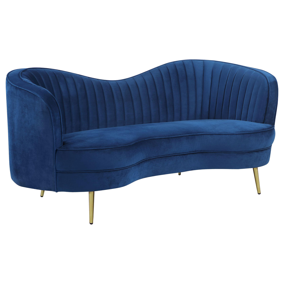 Sophia Upholstered Camel Back Loveseat Blue  Half Price Furniture