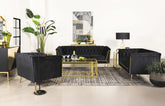 Holly 3-piece Tuxedo Arm Tufted Back Living Room Set Black  Half Price Furniture
