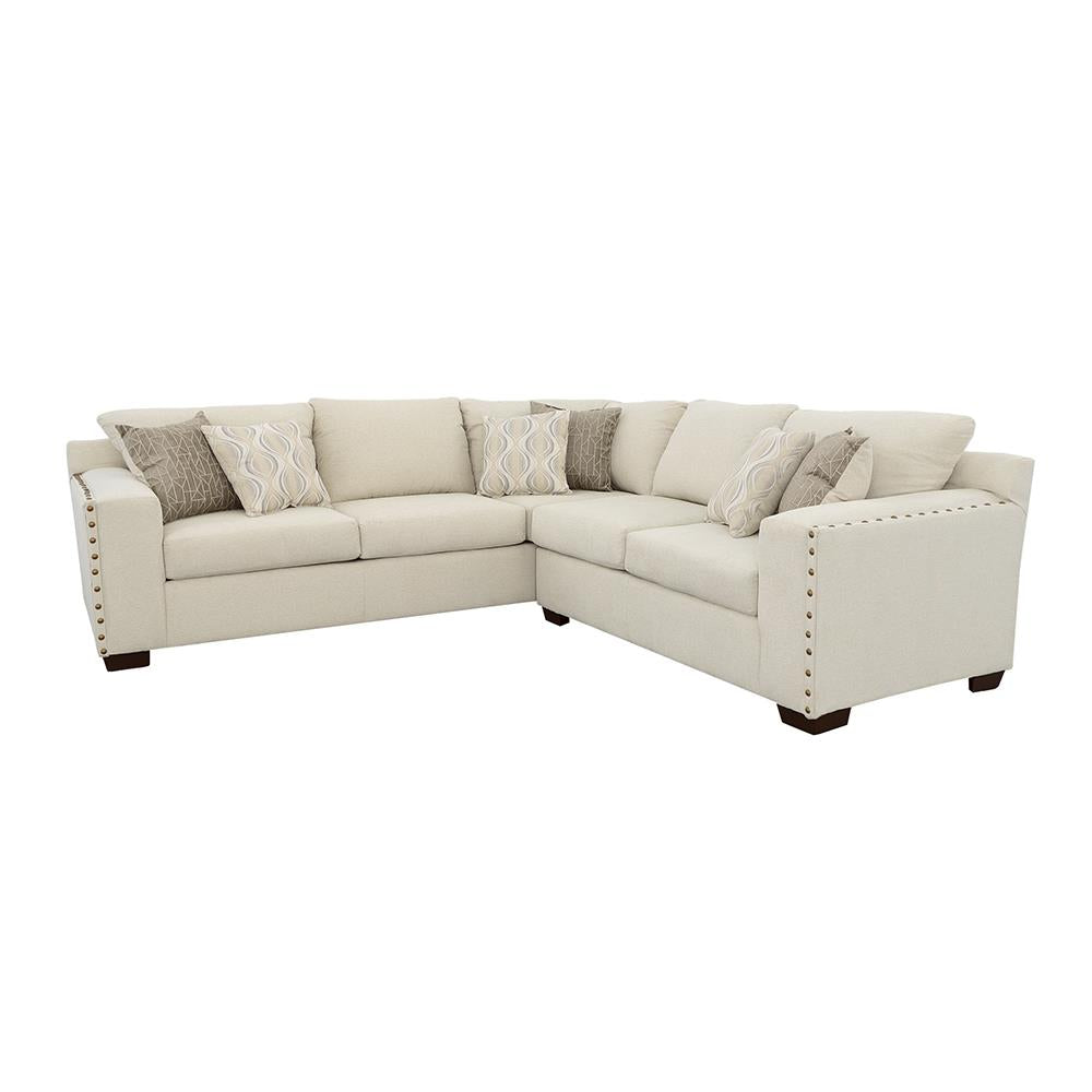 Aria L-shaped Sectional with Nailhead Oatmeal  Half Price Furniture