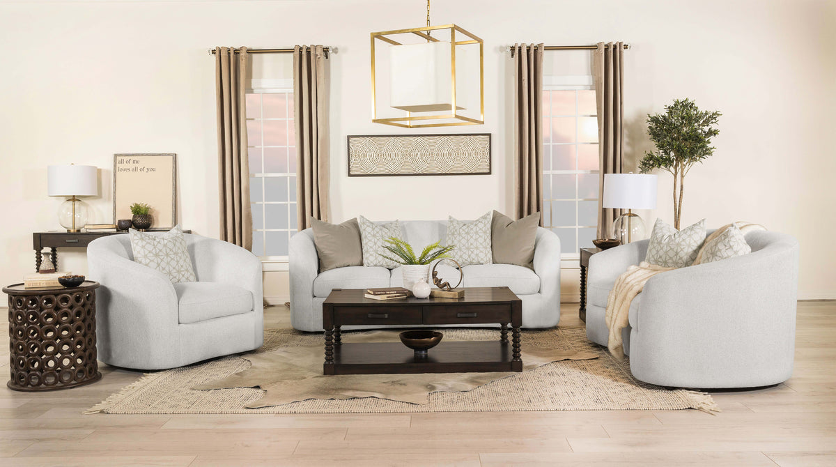 Rainn Upholstered Tight Back Living Room Set Latte - Half Price Furniture