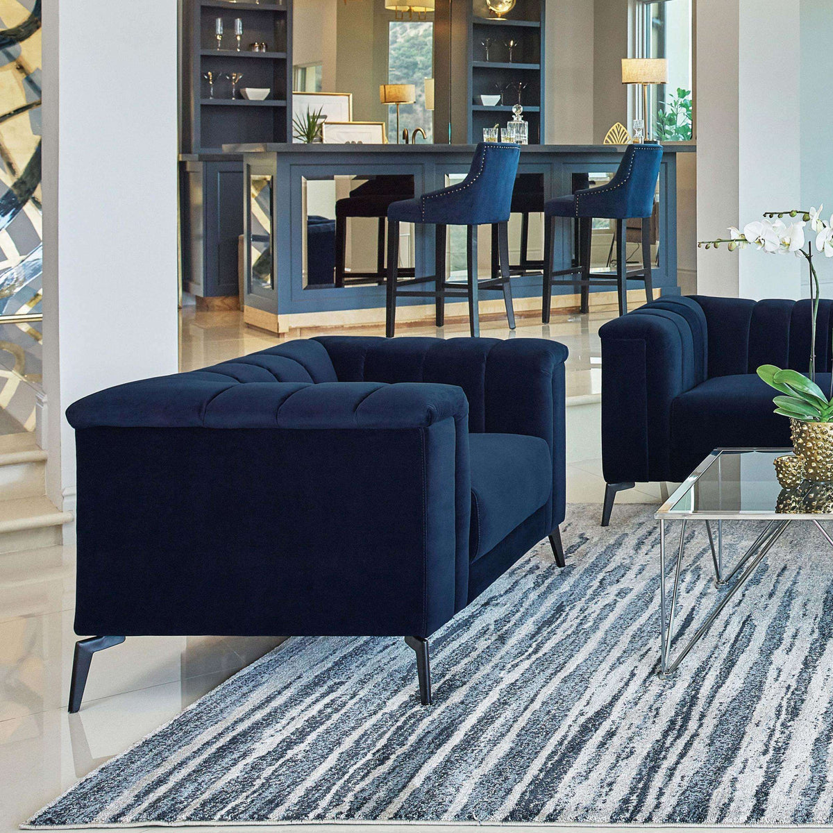 Chalet Tuxedo Arm Chair Blue Half Price Furniture