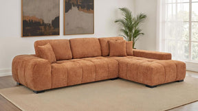 Octavia Tufted 2-Piece Sectional Chaise Sofa Orange