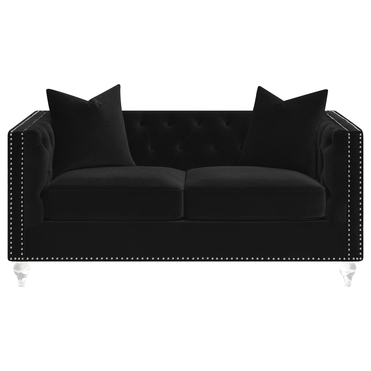 Delilah Upholstered Tufted Tuxedo Arm Loveseat Black  Half Price Furniture